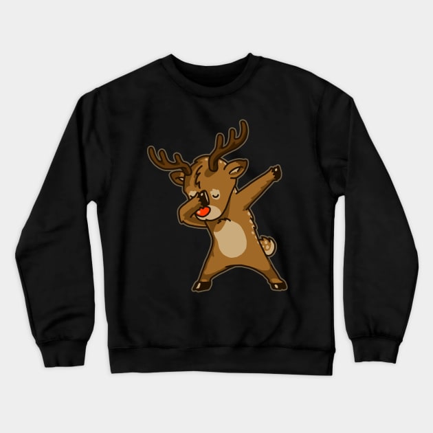 Dabbing Reindeer Shirt Christmas Dab Rudolph Reindeer TShirt 2 Crewneck Sweatshirt by vo_maria